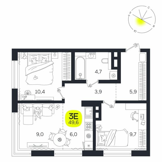 48,3 м², 3-комнатная квартира 8 440 425 ₽ - изображение 70