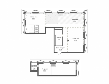 Квартира 123,5 м², 1-комнатная - изображение 1