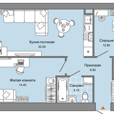 Квартира 72 м², 2-комнатная - изображение 2