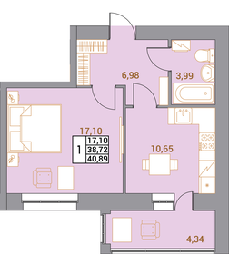 Квартира 40,9 м², 1-комнатная - изображение 1