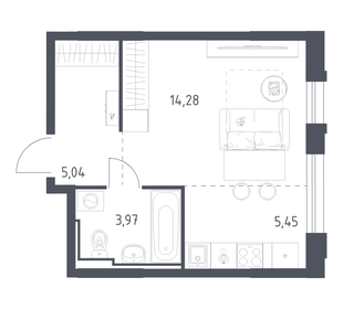 Квартира 28,7 м², студия - изображение 1