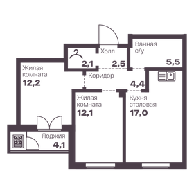 Квартира 55,8 м², 2-комнатная - изображение 1