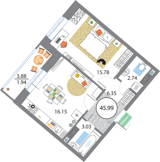 30,1 м², квартира-студия 8 300 000 ₽ - изображение 99