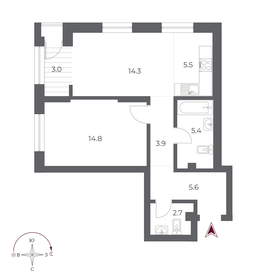 Квартира 55,2 м², 2-комнатная - изображение 1