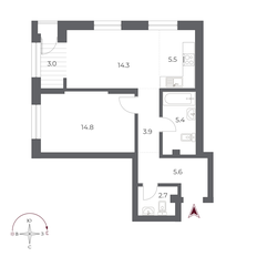 Квартира 55,2 м², 2-комнатная - изображение 2