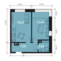 Квартира 43,4 м², 2-комнатная - изображение 3