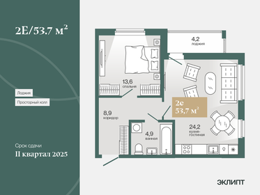 Квартира 53,7 м², 2-комнатная - изображение 1