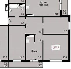 Квартира 78,5 м², 3-комнатная - изображение 5