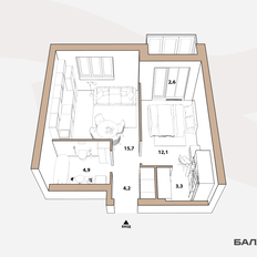 Квартира 40,2 м², 1-комнатная - изображение 3