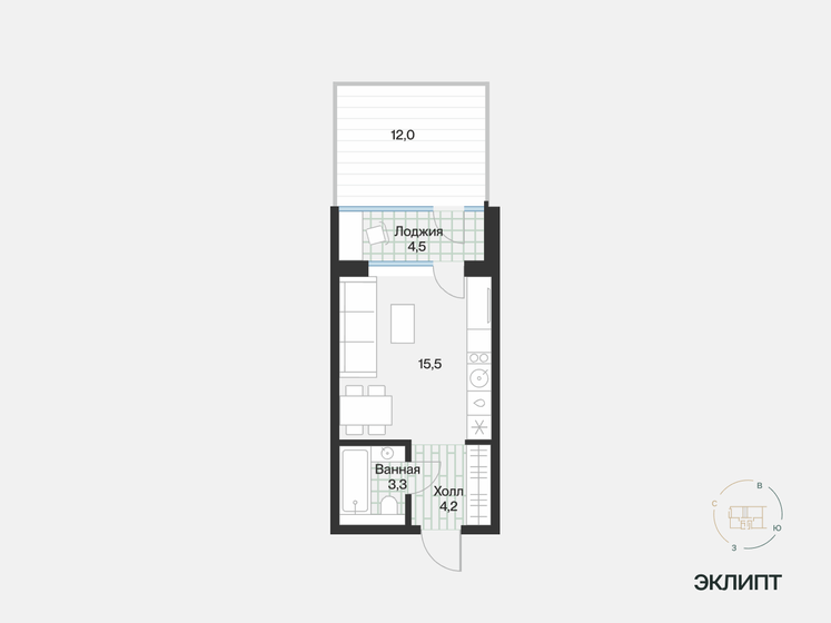 27,5 м², квартира-студия 3 790 000 ₽ - изображение 96