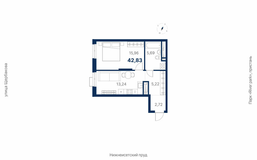38,8 м², 1-комнатная квартира 6 203 162 ₽ - изображение 32