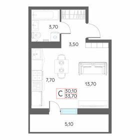 Квартира 33,7 м², студия - изображение 1