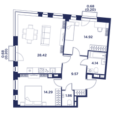 Квартира 73,6 м², 2-комнатная - изображение 2