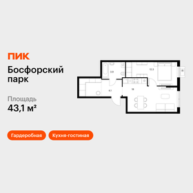 Квартира 43,1 м², 1-комнатная - изображение 1