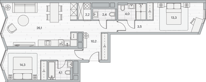 Квартира 80,1 м², 2-комнатная - изображение 1