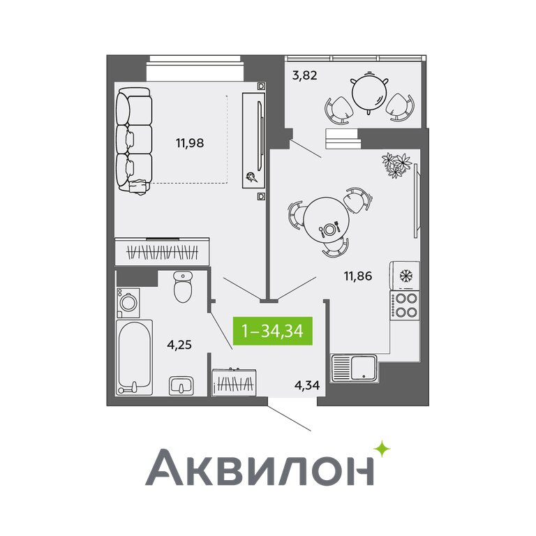Варианты планировок ЖК «Аквилон Ostrov» - планировка 9