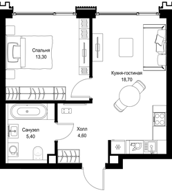 Квартира 42 м², 1-комнатная - изображение 2