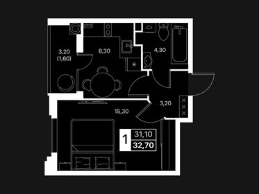 Квартира 32,7 м², 1-комнатная - изображение 1
