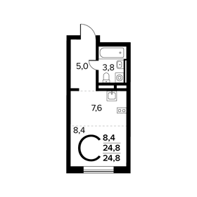 Квартира 24,8 м², студия - изображение 1