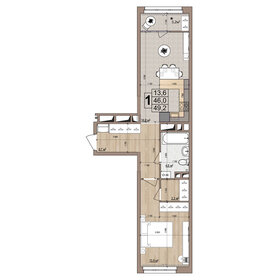 Квартира 49,2 м², 1-комнатная - изображение 1
