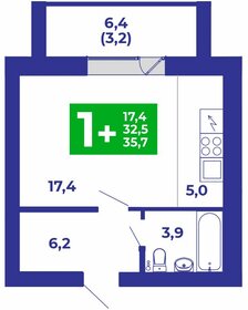 Квартира 35,7 м², студия - изображение 1