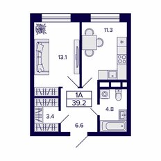 Квартира 39,2 м², 1-комнатная - изображение 2