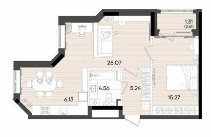 Квартира 57,6 м², 2-комнатная - изображение 2