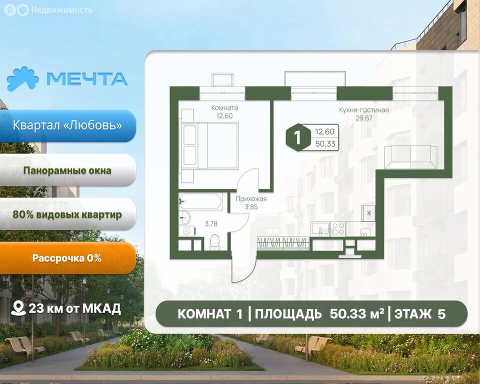 Варианты планировок ЖК «Мечта» - планировка 9