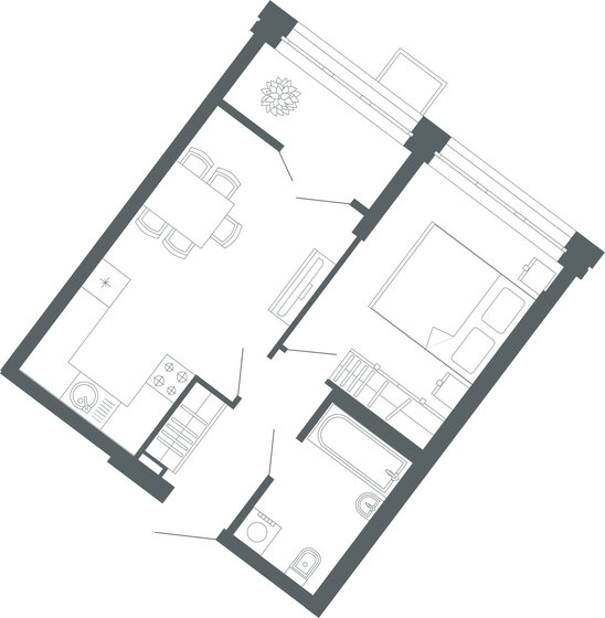 41,9 м², 1-комнатная квартира 11 698 000 ₽ - изображение 1