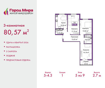 Квартира 80,6 м², 3-комнатная - изображение 1