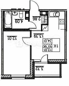 Квартира 34 м², 1-комнатная - изображение 1