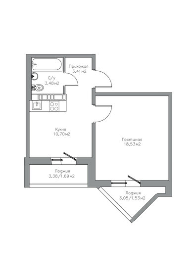 37,5 м², 1-комнатная квартира 3 297 000 ₽ - изображение 49