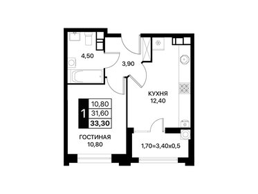 Квартира 33,3 м², 1-комнатная - изображение 1