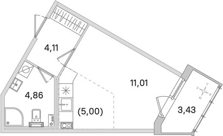 Квартира 26,7 м², студия - изображение 1
