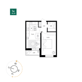Квартира 37 м², 1-комнатная - изображение 1