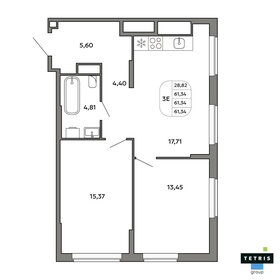 Квартира 61,3 м², 3-комнатная - изображение 2