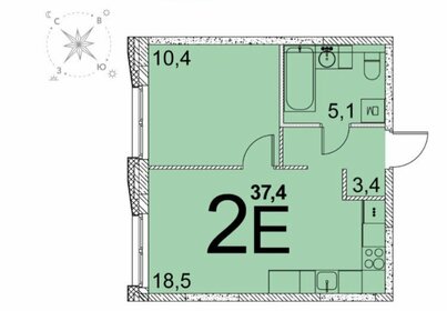 Квартира 37,2 м², 1-комнатная - изображение 1
