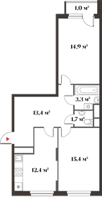 Квартира 61,1 м², 2-комнатная - изображение 1