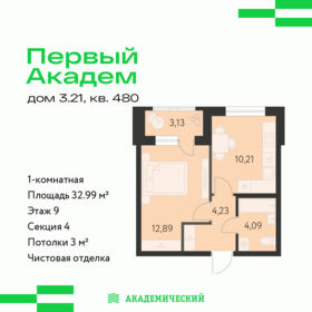 Квартира 33 м², 1-комнатная - изображение 1