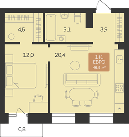 Квартира 46,2 м², 1-комнатная - изображение 1
