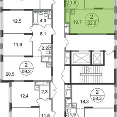 Квартира 62 м², 2-комнатная - изображение 2