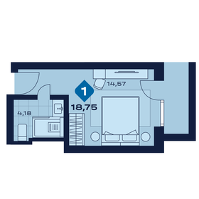Квартира 18,8 м², 1-комнатные - изображение 1
