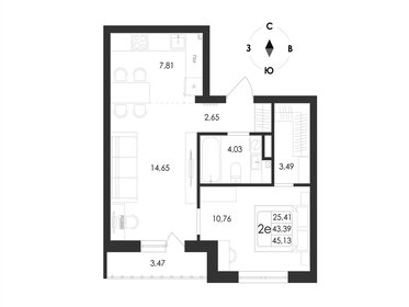 Квартира 45,1 м², 2-комнатная - изображение 1