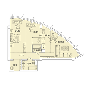 Квартира 90,7 м², 3-комнатная - изображение 1