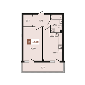 Квартира 43,1 м², 1-комнатная - изображение 1