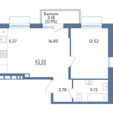 Квартира 43,6 м², 1-комнатная - изображение 3