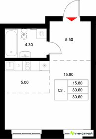 Квартира 30,6 м², студия - изображение 1