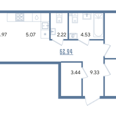 Квартира 62,9 м², 2-комнатная - изображение 3