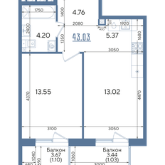 Квартира 43 м², 1-комнатная - изображение 4