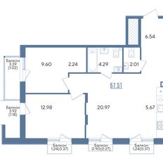 Квартира 67,5 м², 2-комнатная - изображение 3